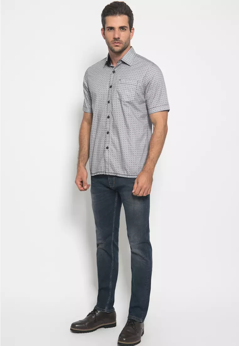 LGS - Kemeja Casual Pria Motif Abstrak Warna Abu CSH.272.W570.1173.C