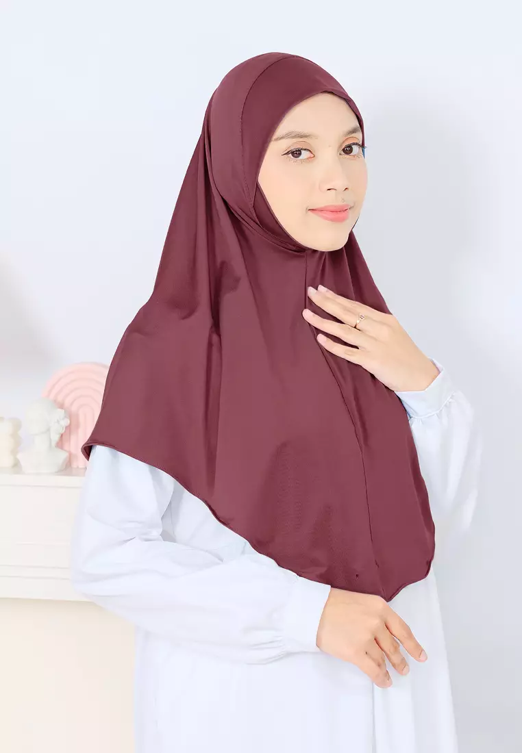 Cotton Bee - Kalea Bergo | Hijab Instan Malay | Jilbab Soft Pad Dagu - Red