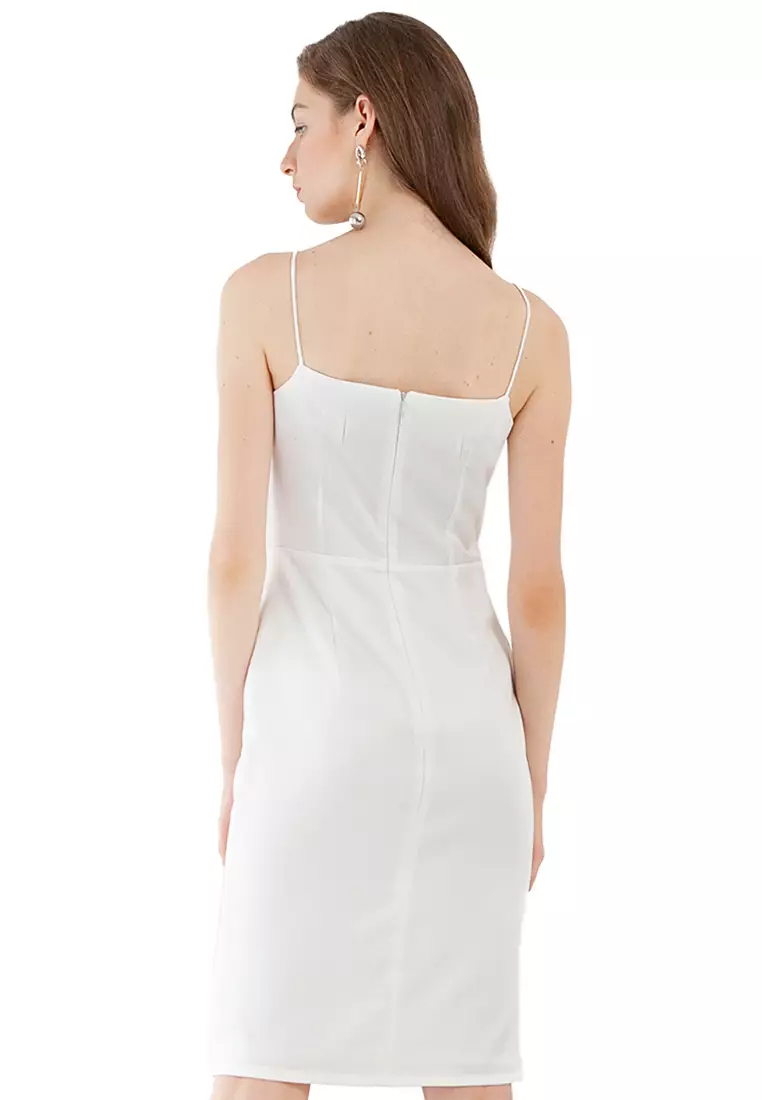 Drapery Slit Dress in White
