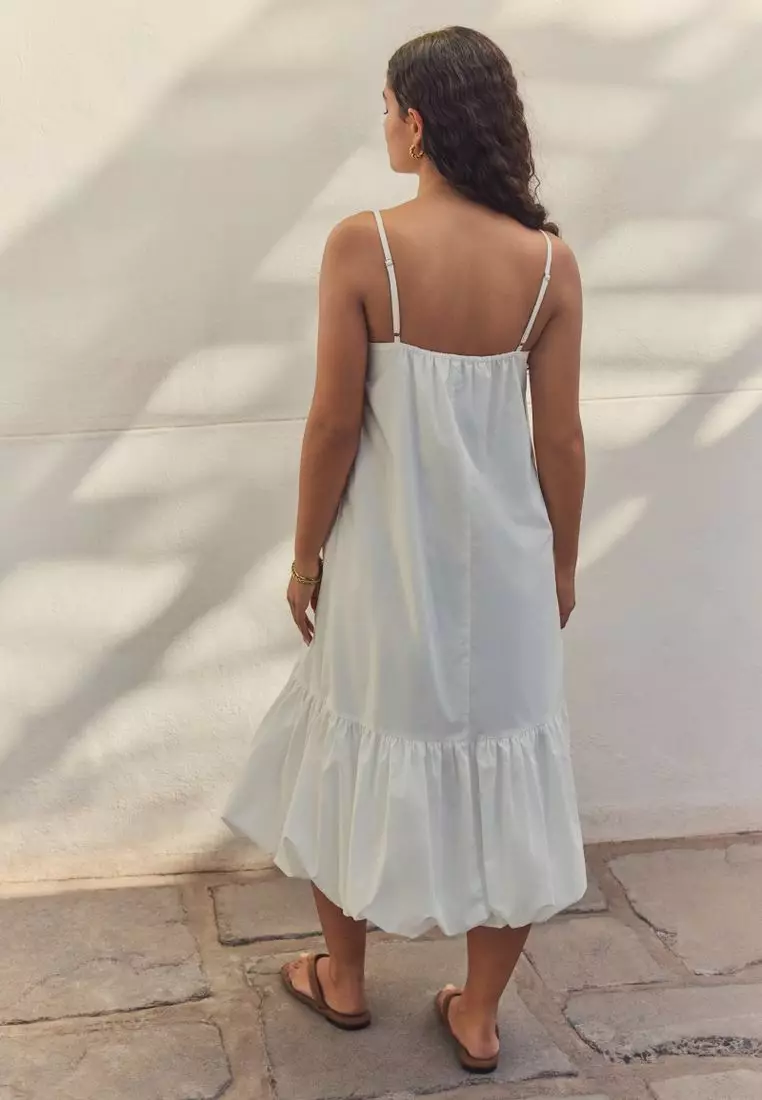 100% Cotton Bubble Hem Midi Dress