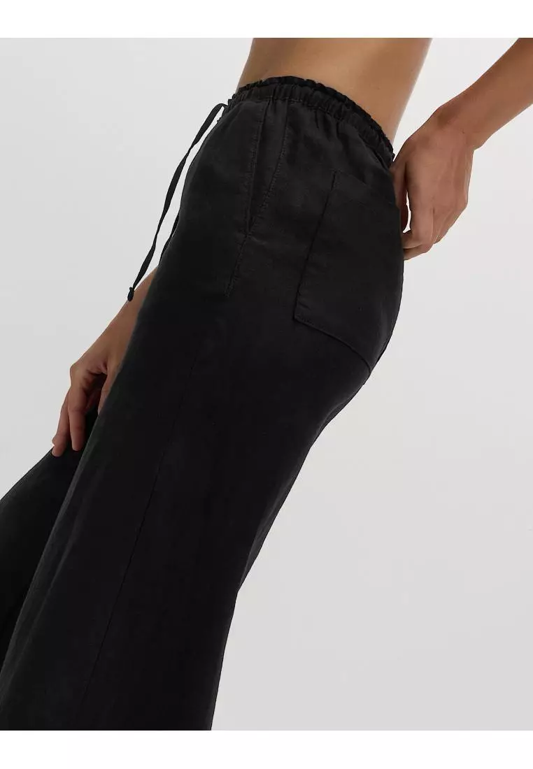 Pure Linen Wide Leg Palazzo Trousers