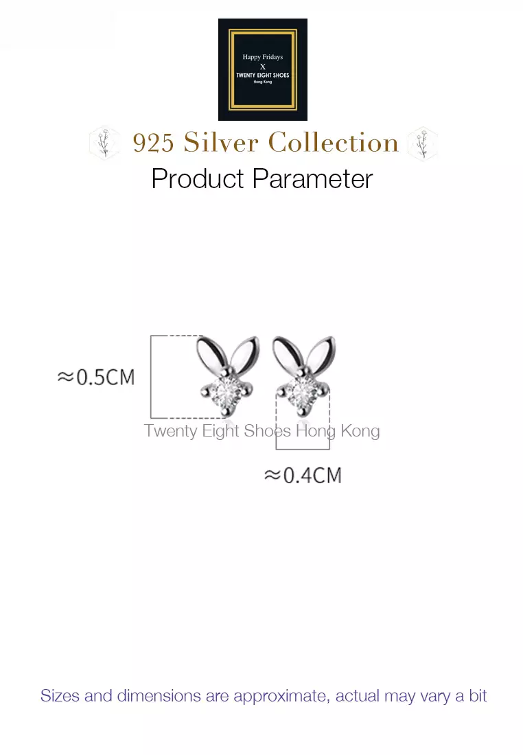 925 Silver Zircon Bunny Earrings JW AR-G2060