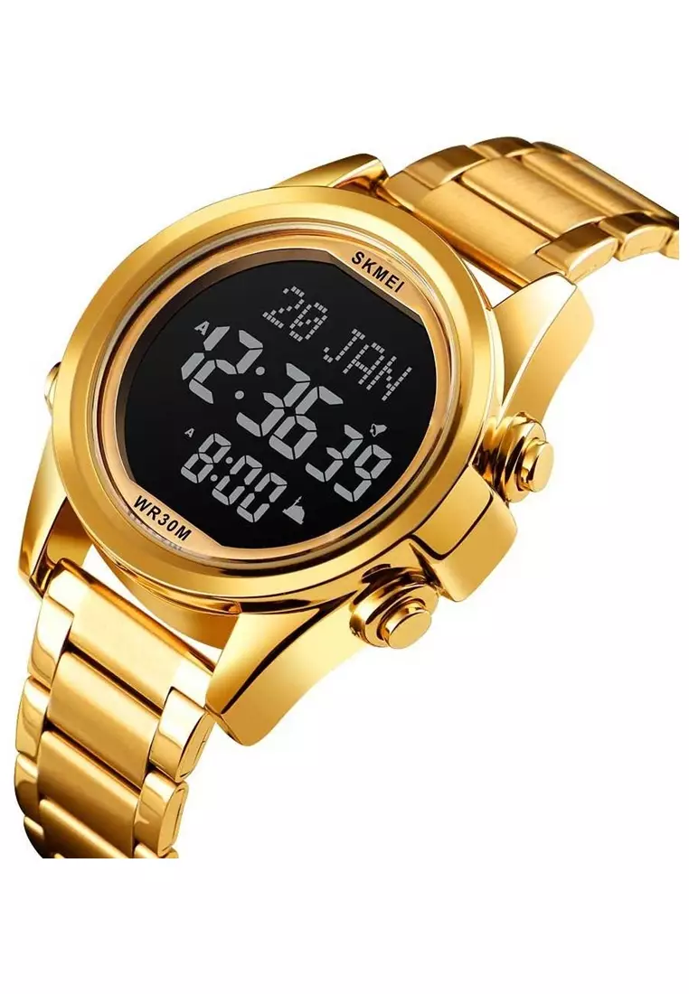 Jam Tangan Digital Casual Pria Penunjuk Arah Kiblat Many Function Strap Tali Material Stainless Steel KB67 ORIGINIAL