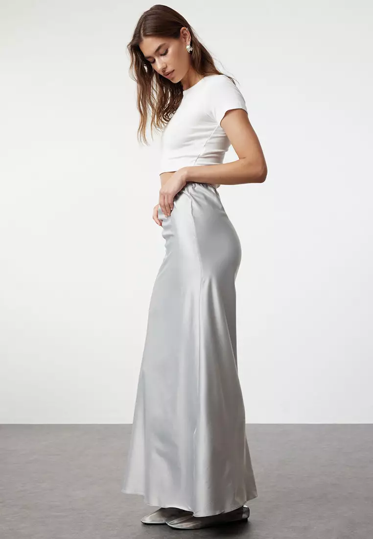 Buy Trendyol Long Satin Skirt 2025 Online | ZALORA