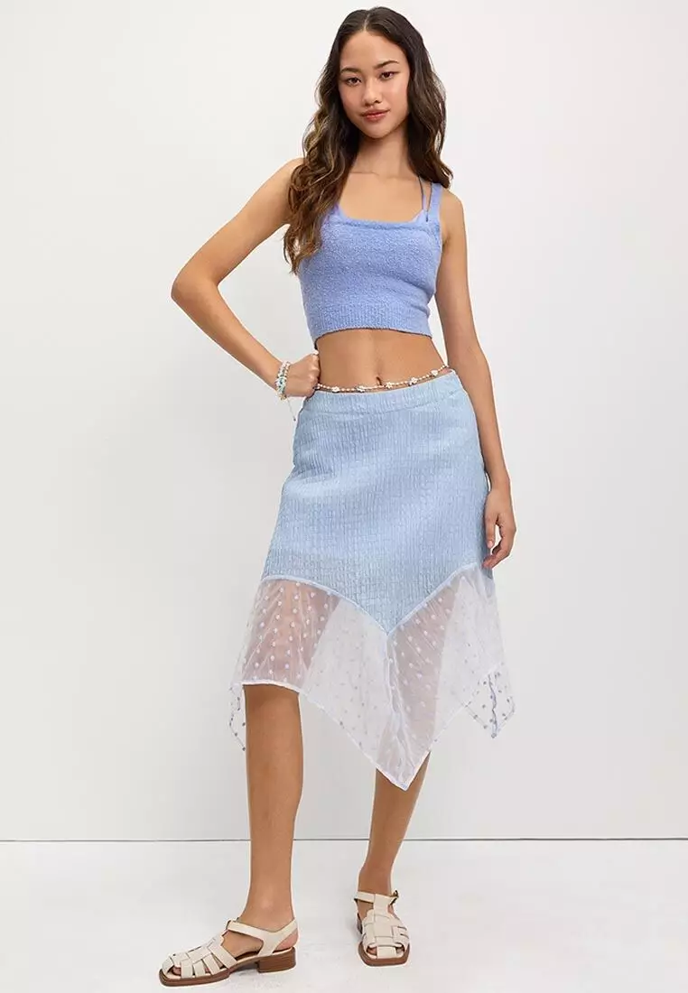 Sheer Polka Dot Hem Skirt