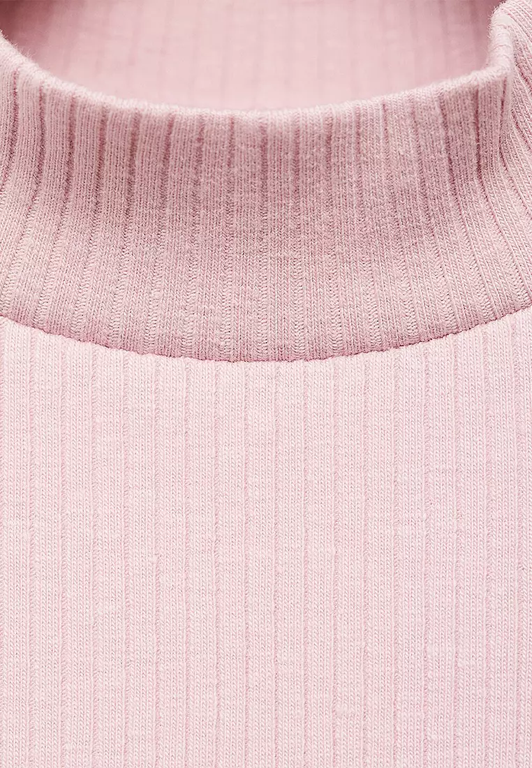 Ribbed High Neck T-Shirt