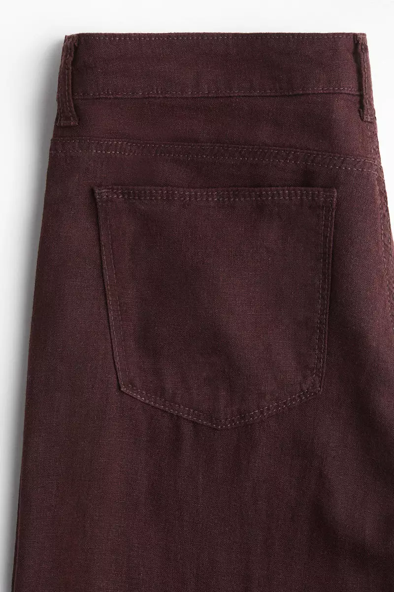Wide linen-blend trousers