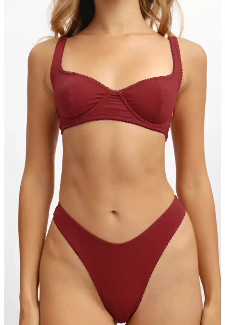 Elena Underwire Bikini Top / Cherry Wine Pointelle