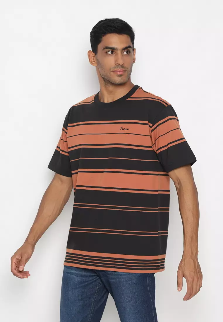 POLICE T-Shirt Salur Bordir Cotton Premium Tebal Pria 43016