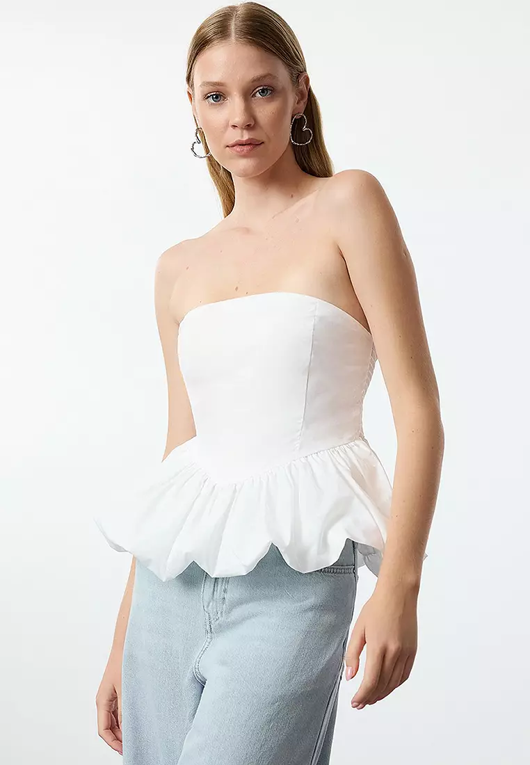 Jual Trendyol Bandeau Peplum Top Original 2025 ZALORA Indonesia ®