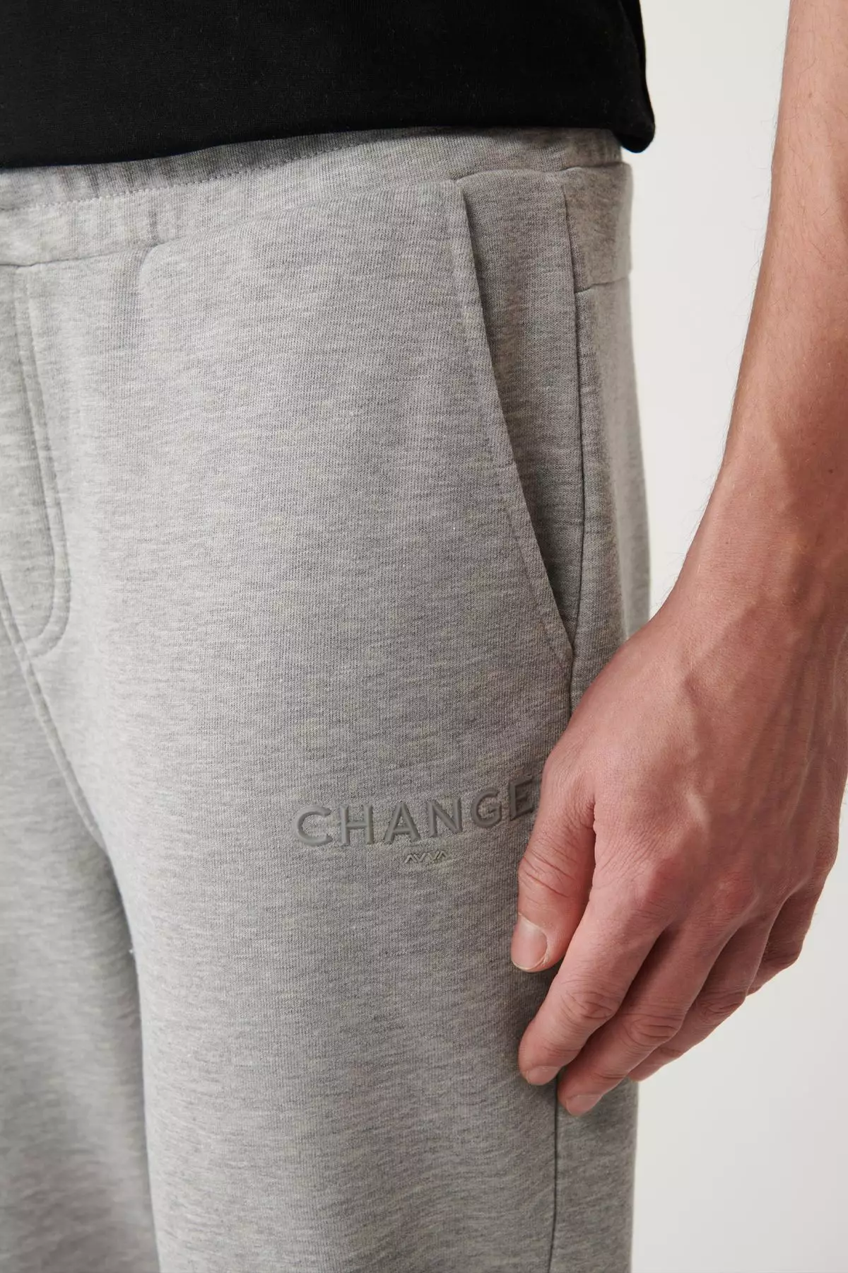 Men's Gray Lace-Up 3-Thread Raised Printed Sweatpants A32Y3411