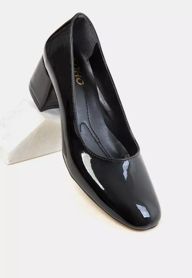 Black Patent Leather Women'S Classic Heeled Shoes 20808
