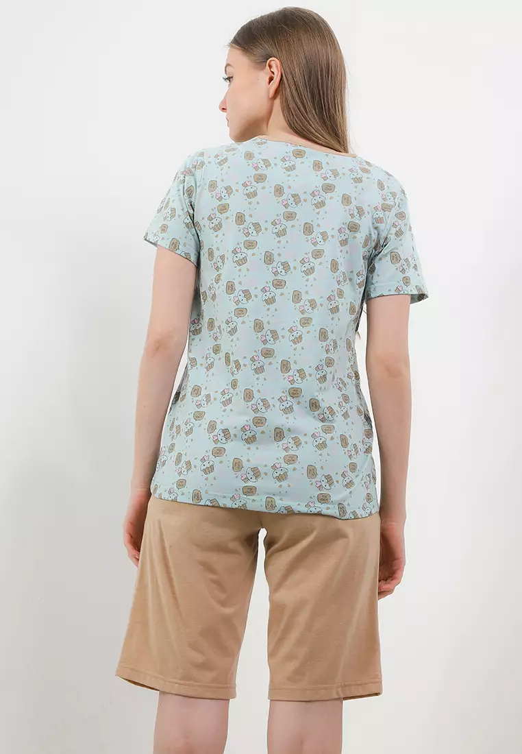 Pyjama Pijama Baju Tidur Short Sleeve Short Pants Sleepwear