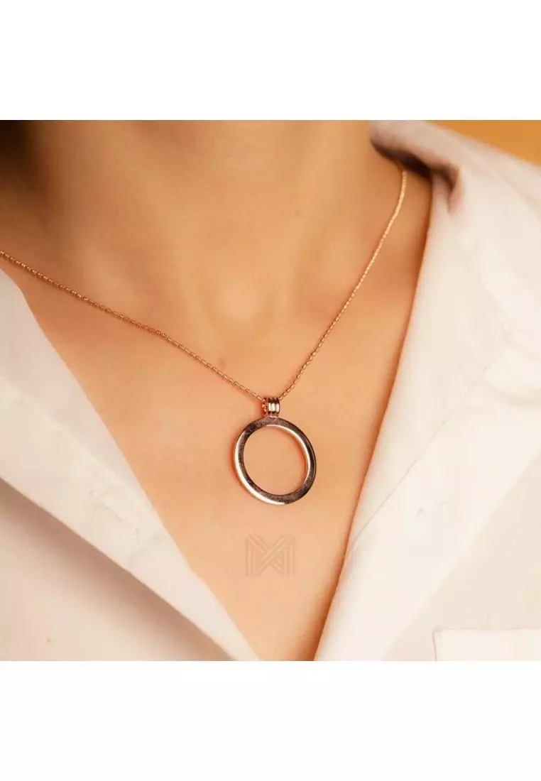 Minimal Classic Loop Rose Gold Pendant with 925 Sterling Silver