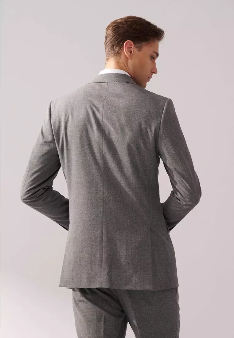 鐵灰色修身西裝外套