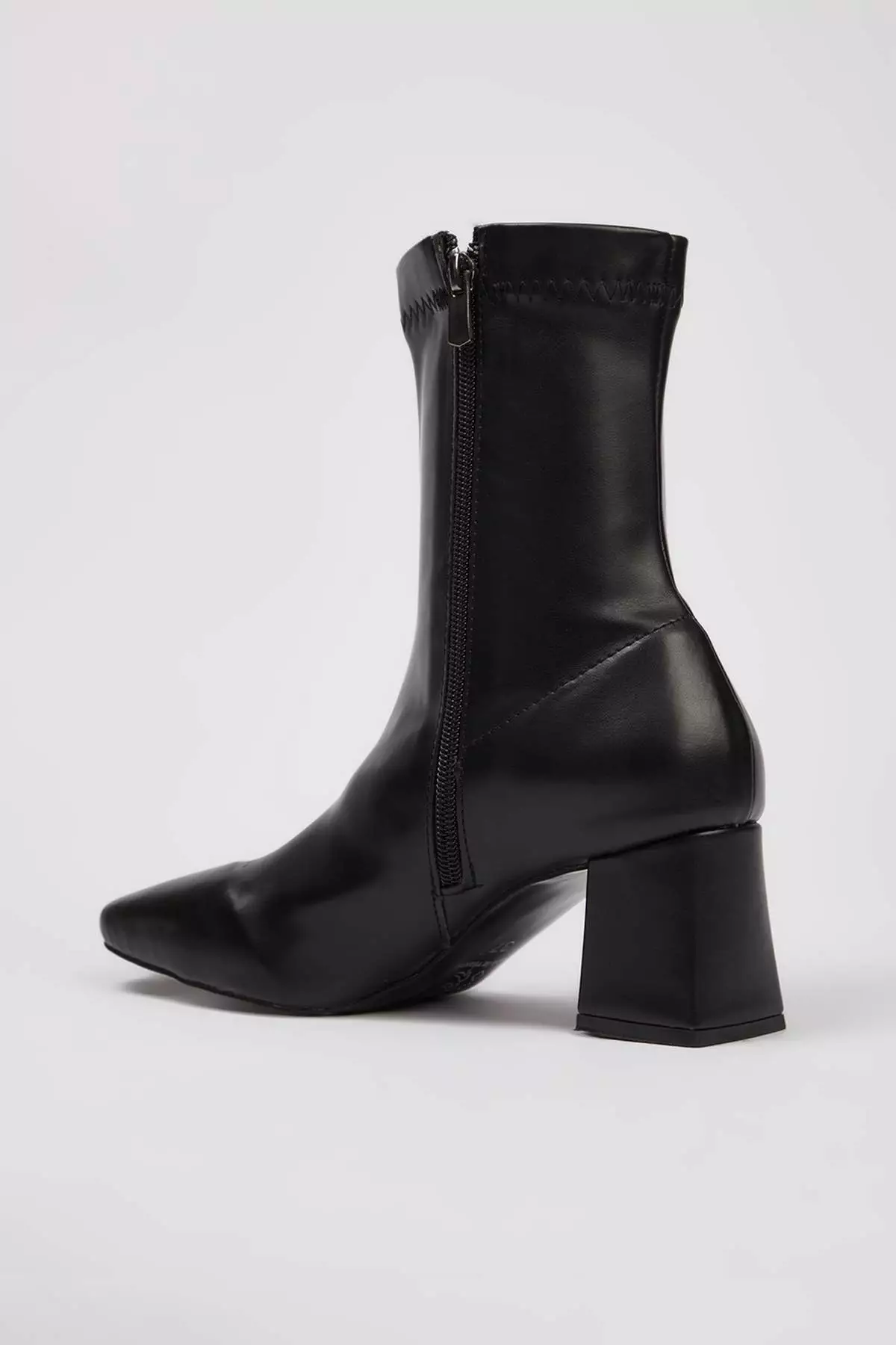 Black Stretch Zippered Women's Block Heeled Boots Takaw26Bo00002