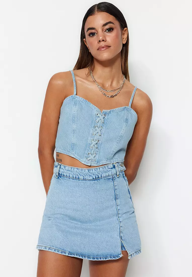 Slit Denim Skort