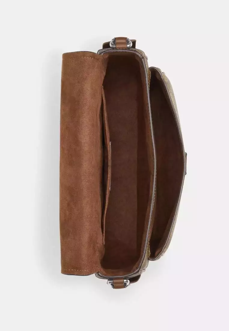 Coach Pace Messenger Bag In Signature Canvas Khaki Saddle