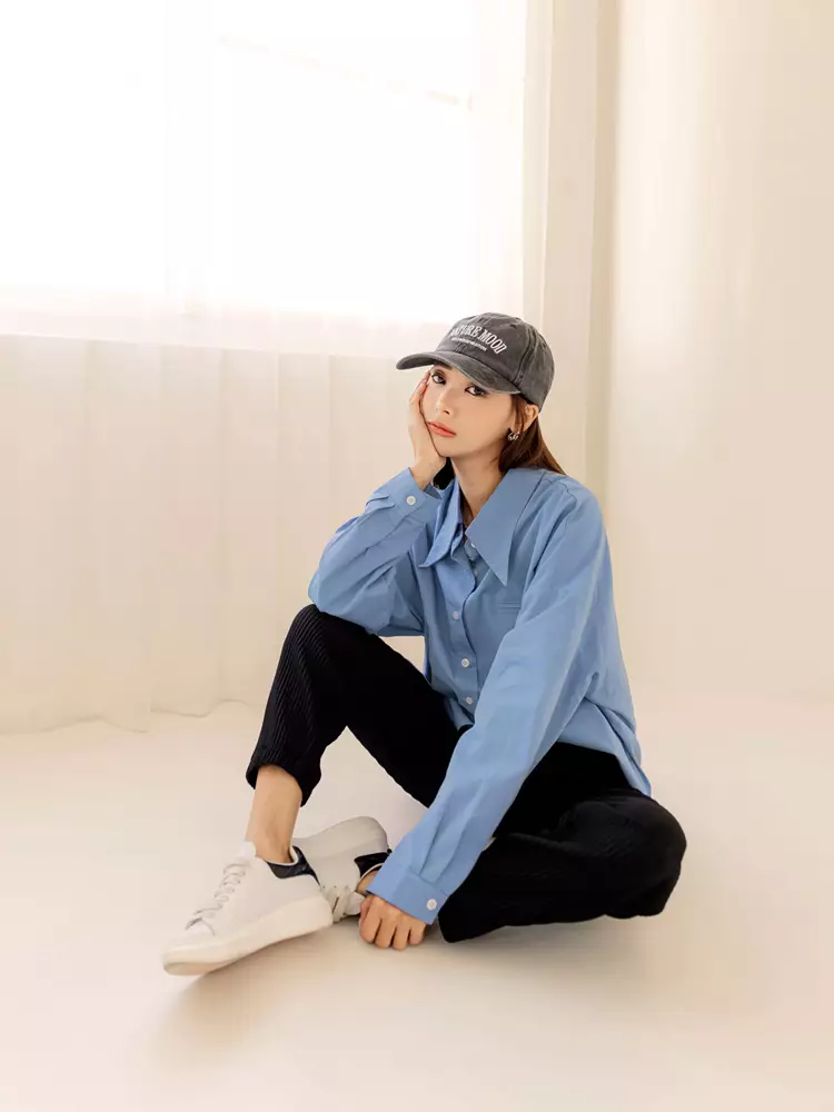 Shirt with Styled Collar and Drop Shoulder Sleeves [AB17845]