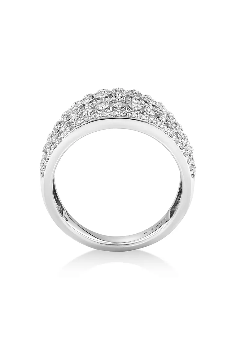 1.40 Carat TW 7-Row Diamond Ring in 10kt White Gold