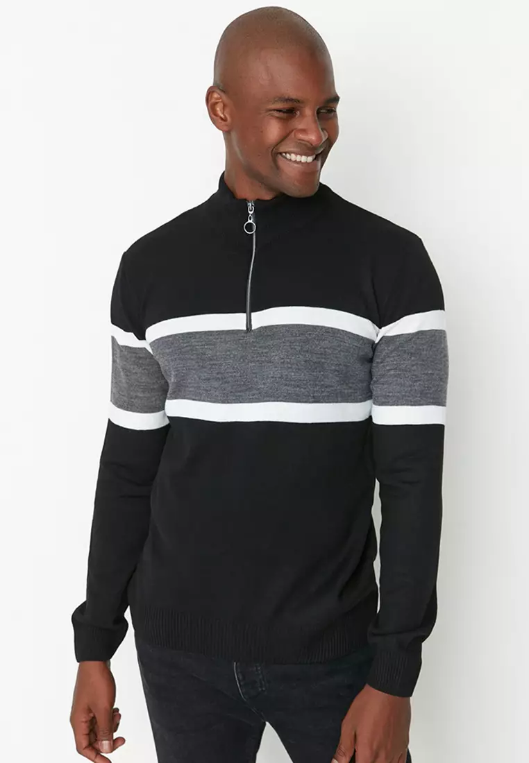 Slim Fit Half Turtleneck Zipper Sweater