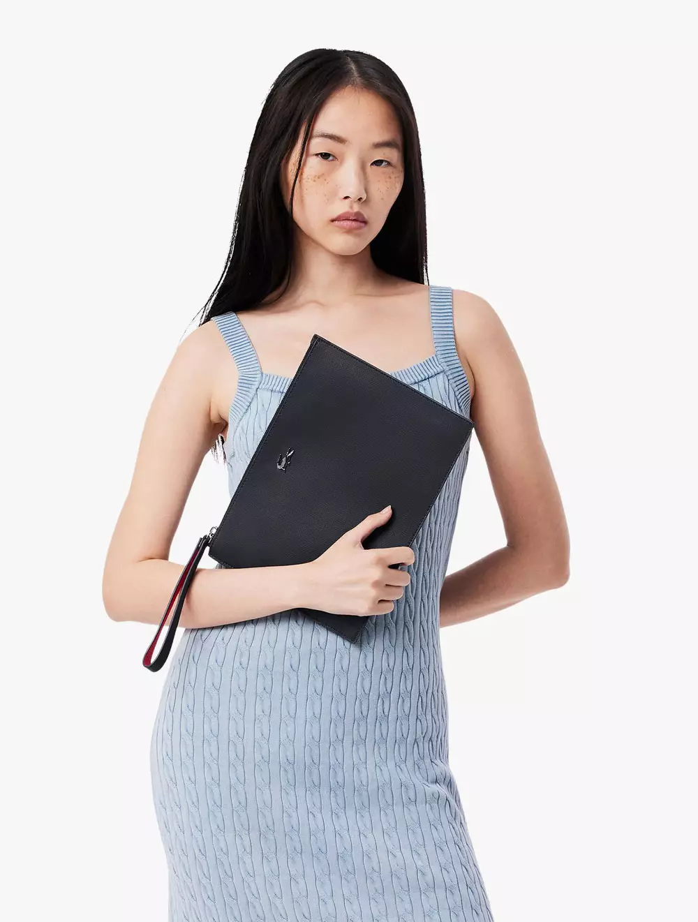 Anna Coated Piqué Canvas Pouch - Blue