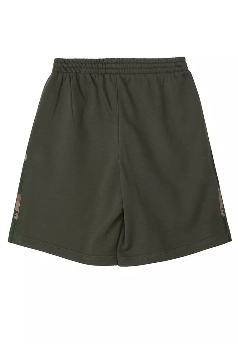 Khaki Varsity Striped Accent Camo Shorts