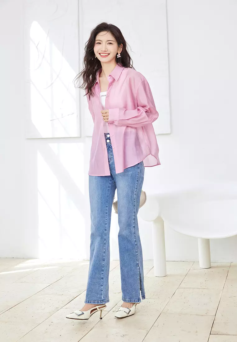 Plain Long Sleeve Smart Casual Shirt