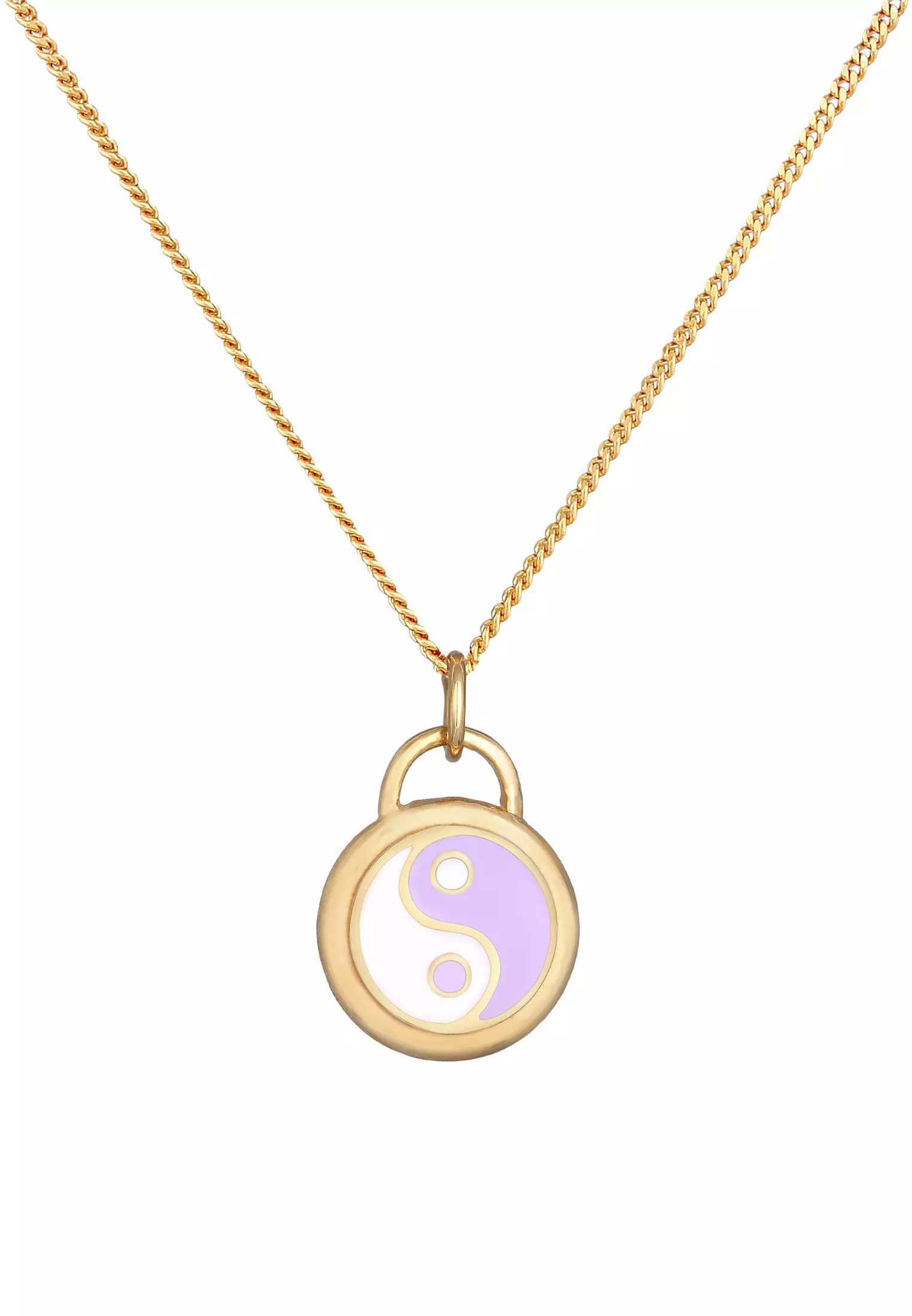 Necklace Yin & Yang Pendant Symbol Enamel Gold Plated