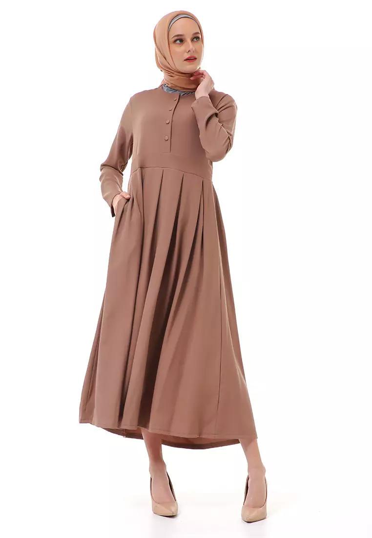 Enzy Dress Muslimah Wanita Lengan Panjang Regular Fit Premium High Quality - Milo