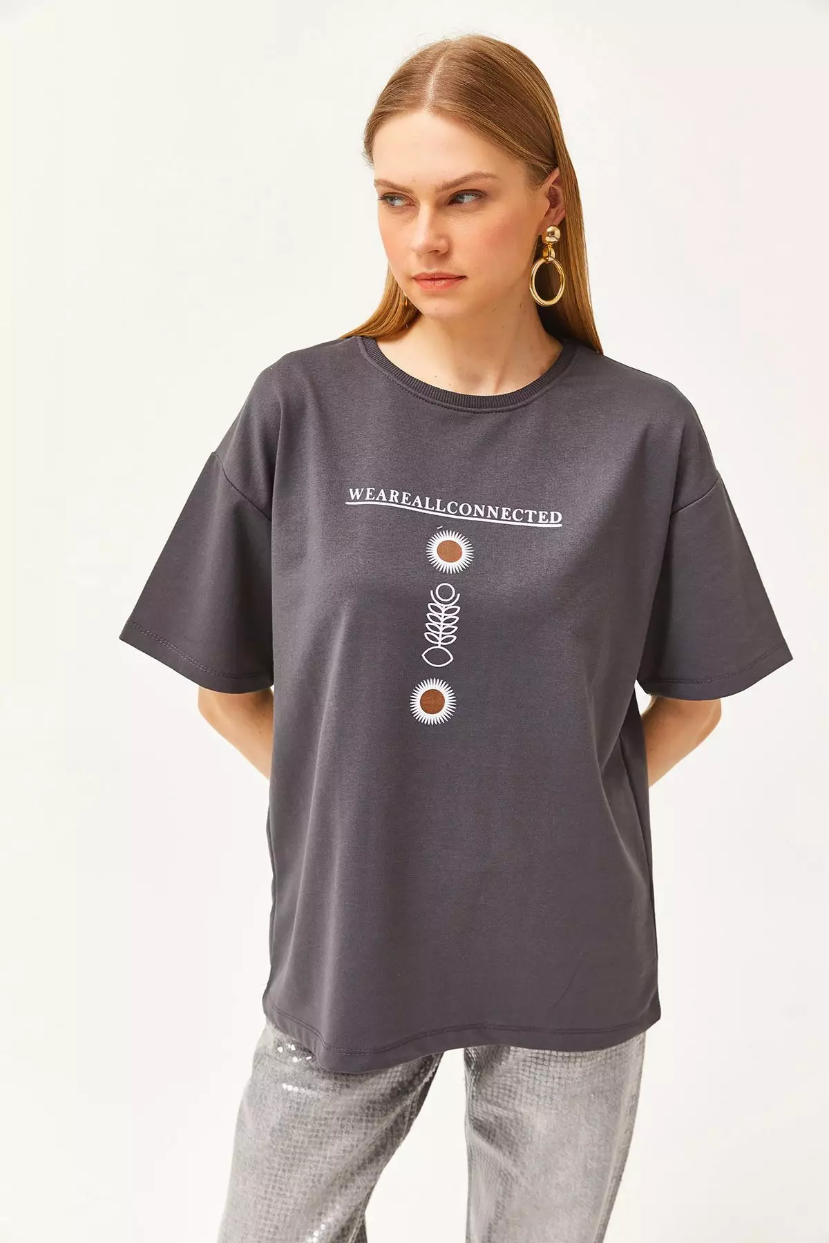 Symbol Front Back Printed 2 Thread Unisex Oversize T-Shirt