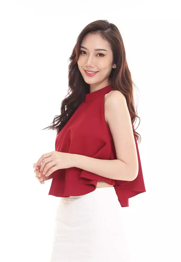 Olivia Sleeveless Top in Maroon