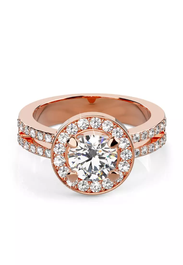 Bloom Halo Ring Embellished with SWAROVSKI® crystals - Rose Gold/Clear