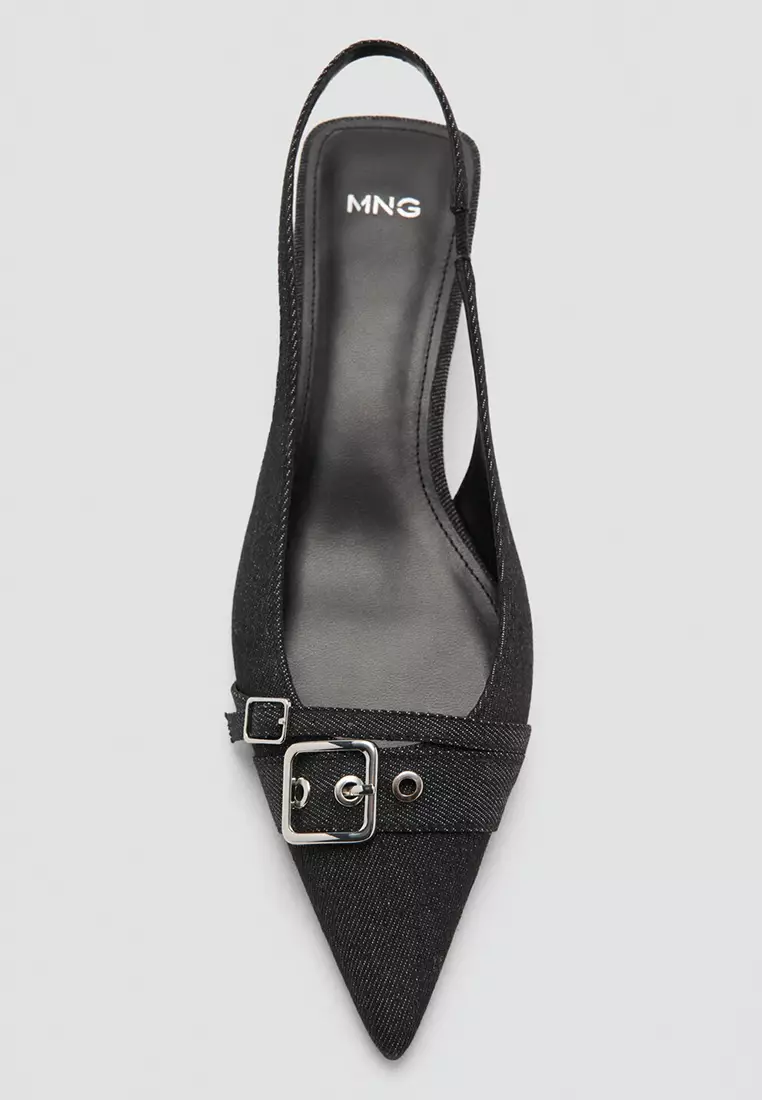 Slingback Denim Heels With Buckle