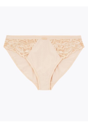 MARKS & SPENCER beige M&S Wild Blooms Lace High Leg Knickers FB079US64B914EGS_1
