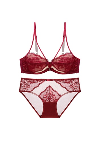 LYCKA red LMM0135-Lady Two Piece Sexy Bra and Panty Lingerie Sets (Red) A46D3USDFD5FE6GS_1