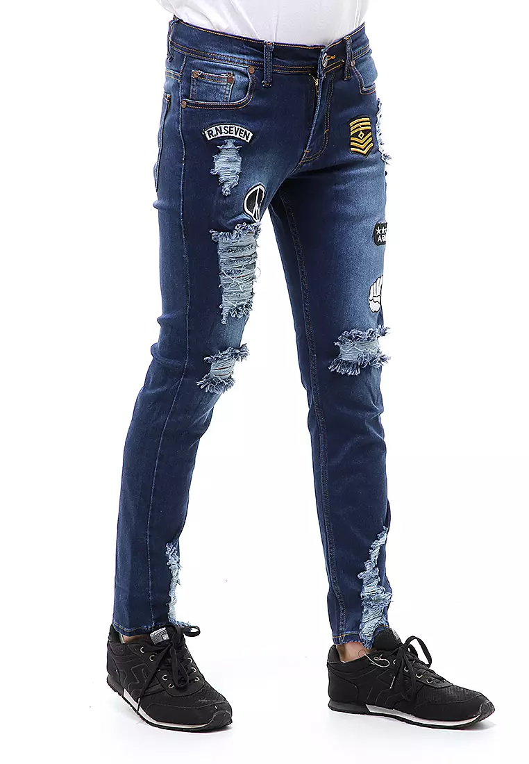 Locko Long Pants Celana Panjang Pria Ripped Jeans Material Denim ORIGINAL - Bio Wash