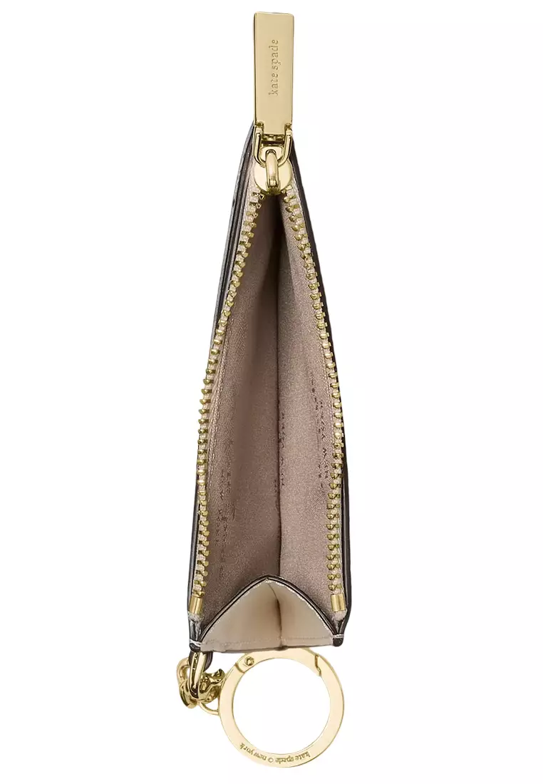 Spade Flower Key Ring Card Holder - Dark Beige Moon Dust KN773