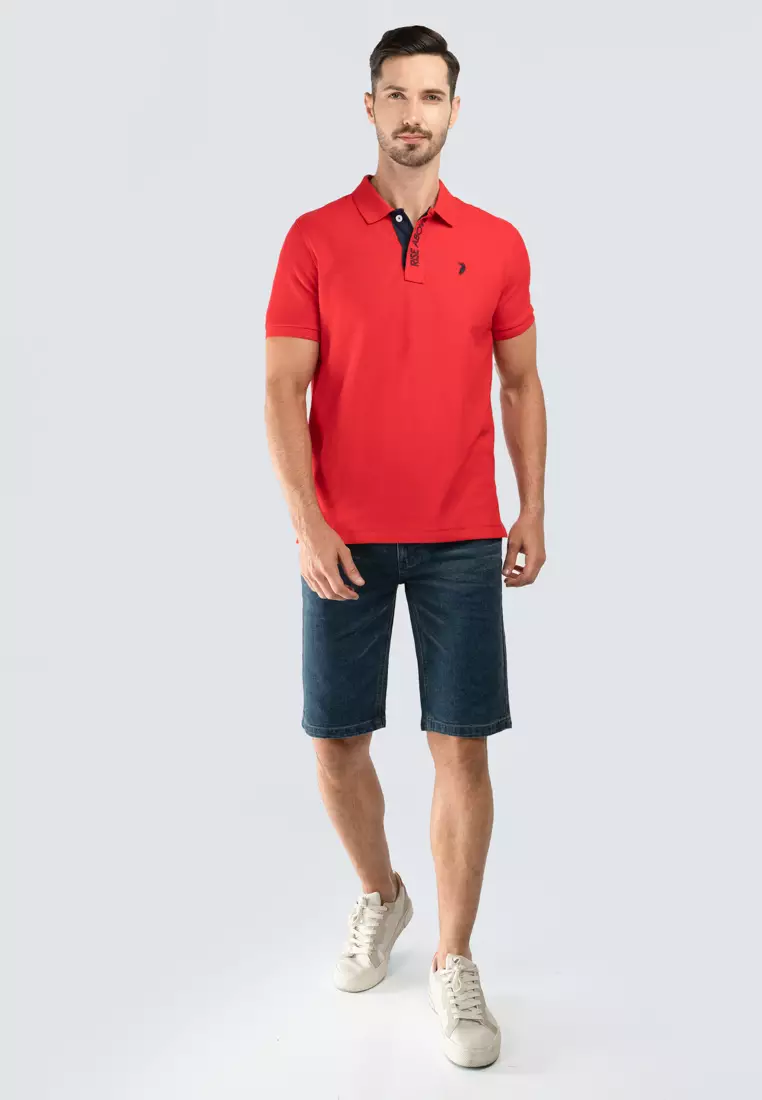 Men's polo denim deals shorts
