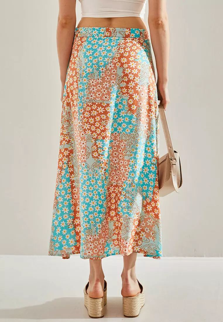 Viscose Slit Midi Skirt