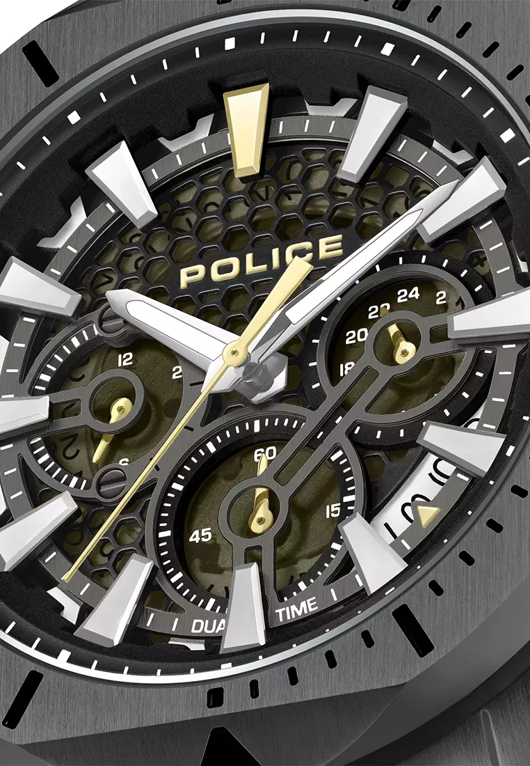 Police Electrical Black Leather Analog Quartz Watch For Men PPEWGF0054503