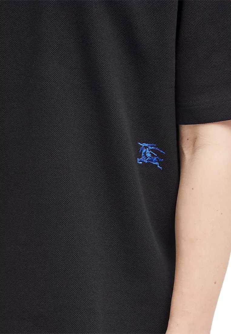 Equestrian Knight Cotton Polo Tee in Black