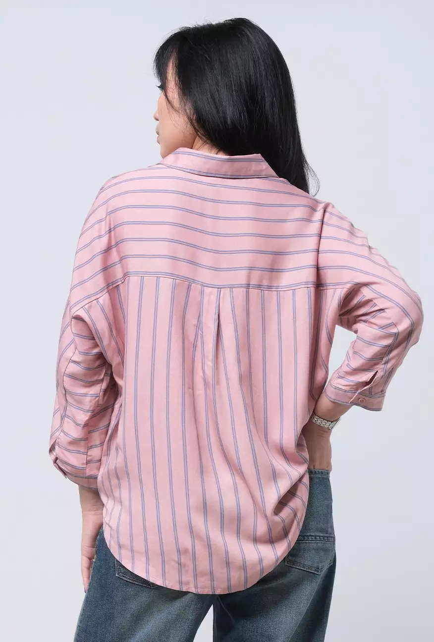 Kemeja Wanita Adeline Pink Grey
