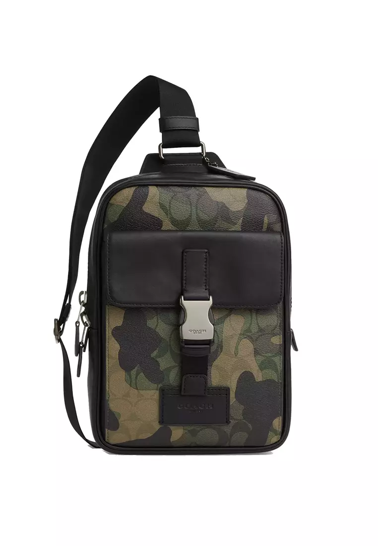 Buy Coach Track Pack In Signature Canvas With Camo Print Green