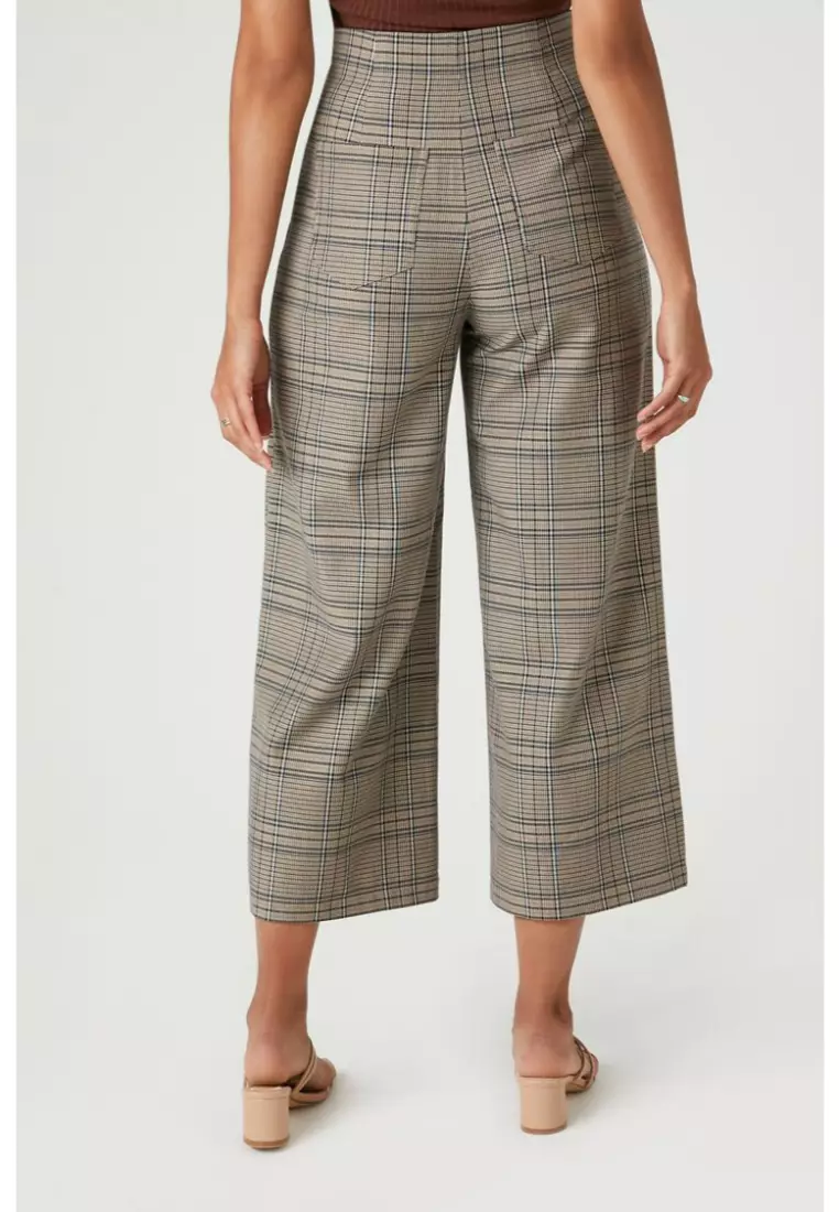 Plaid gaucho pants top