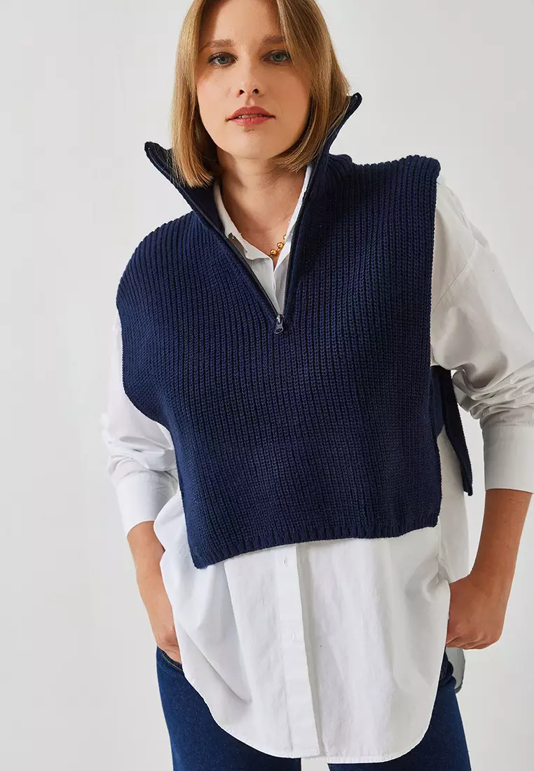 Women's Zippered Knitwear Sweater 60261018