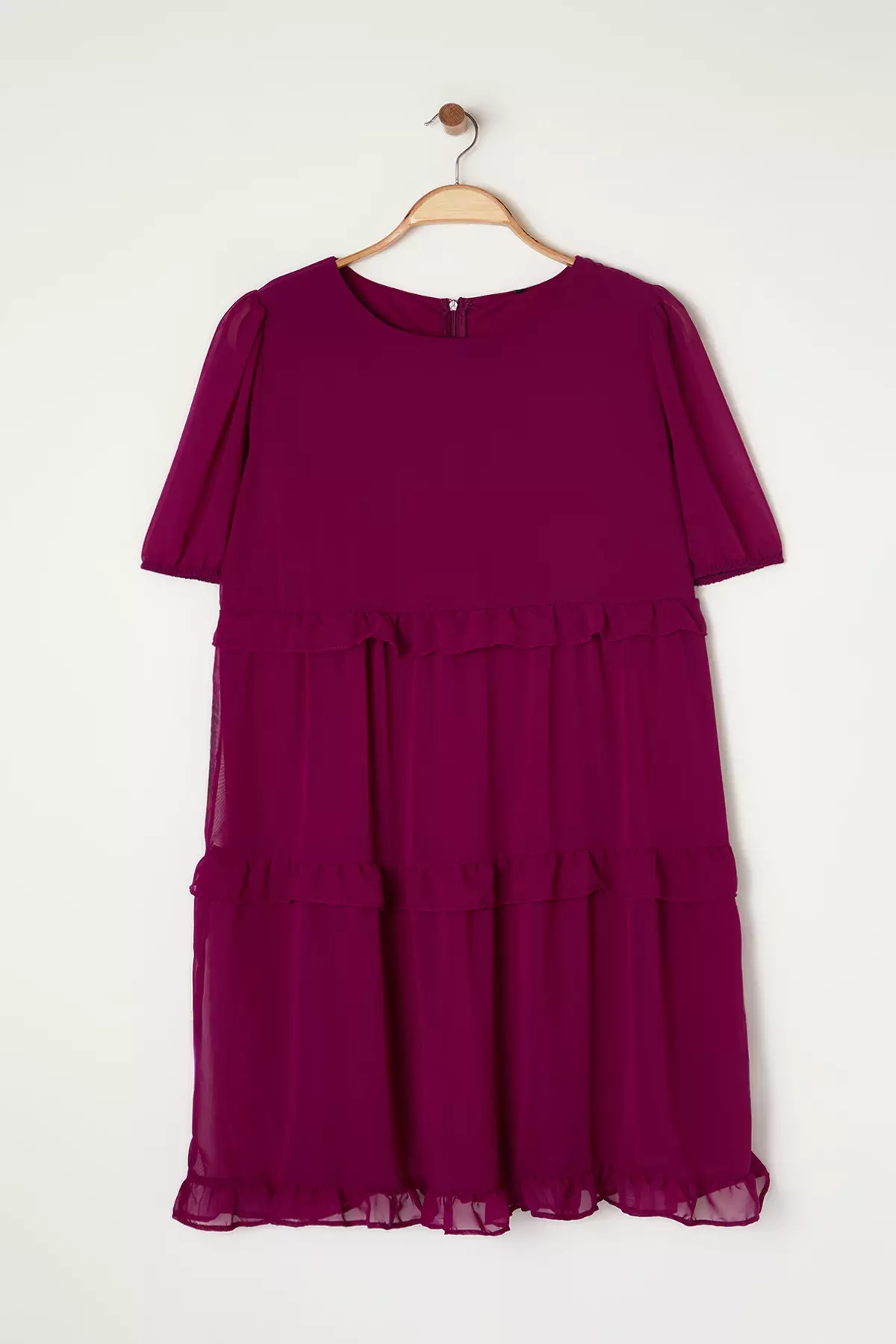 Plus Size Tulle Puff Sleeves Midi Dress