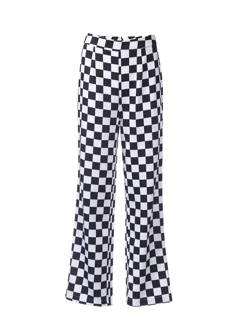 Checkerboard Culottes Pants in Black and White