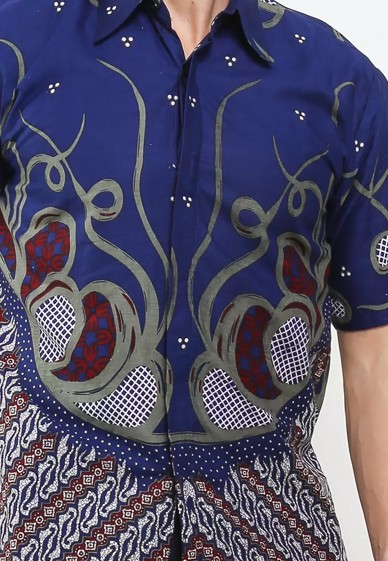 Ocean Kemeja Batik Premium Pria Casual Modern Lengan Pendek