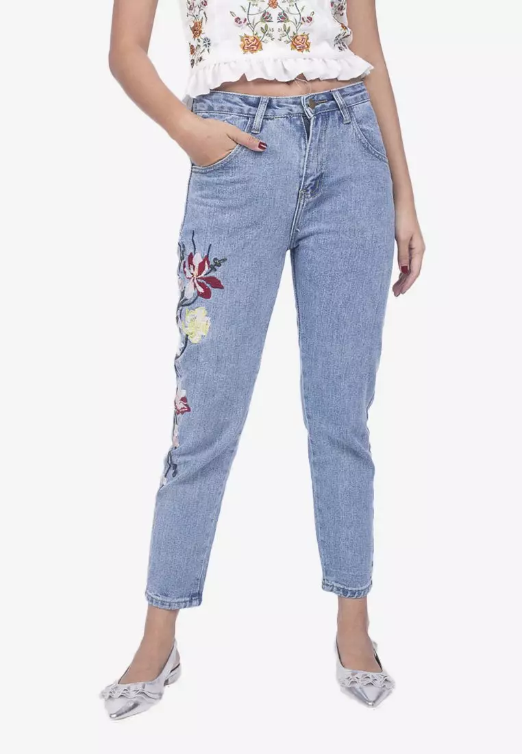 Tall outlet embroidered jeans